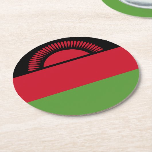 Malawi-Flagge Runder Pappuntersetzer (Angewinkelt)