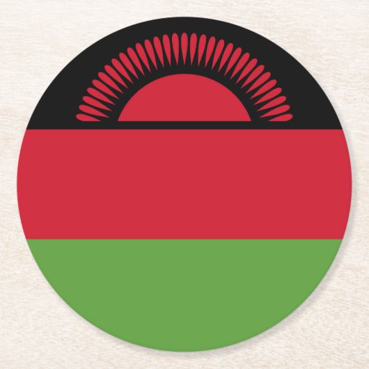 Malawi-Flagge Runder Pappuntersetzer (Vorderseite)