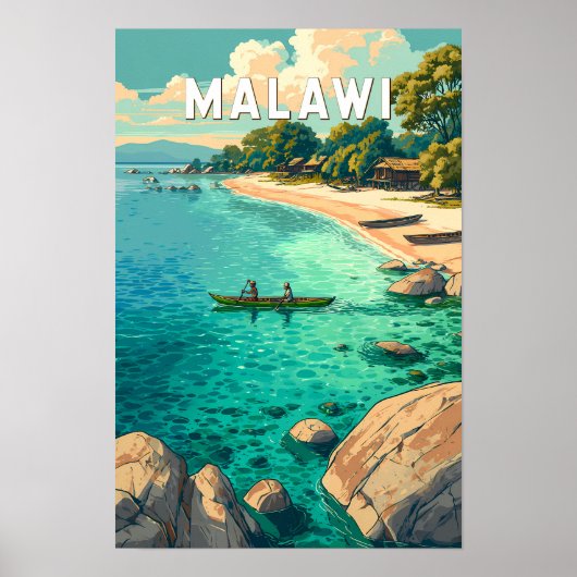 Malawi-Illustration Reise Kunst Vintage Poster (Vorne)