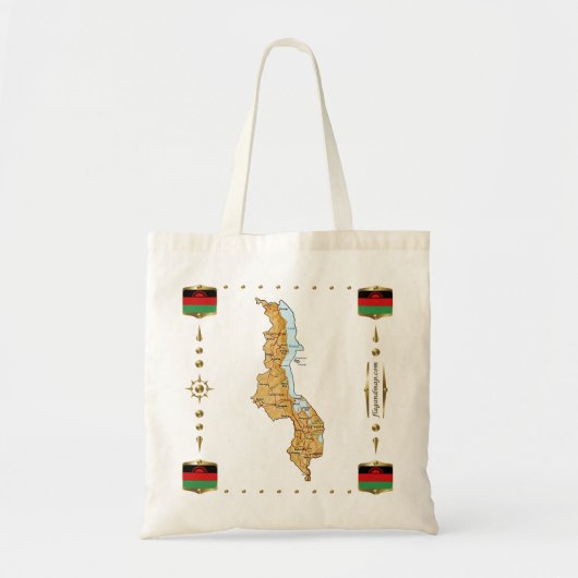 Malawi Karte + Flags Bag Tragetasche (Vorne)