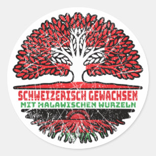 Malawi Malawisch Schweizer Schweiz Baum Wurzel Runder Aufkleber
