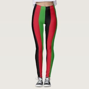 Malawi National Flag Colors Vertikal gestreift Leggings