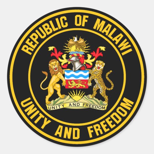 Malawi-RundEmblem Runder Aufkleber (Vorderseite)