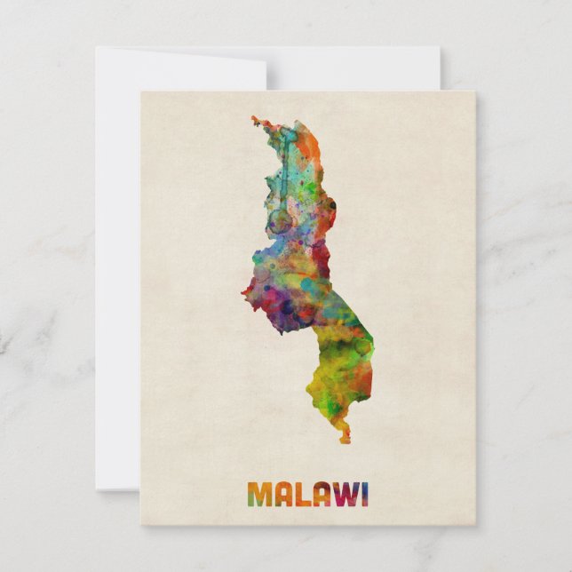 Malawi Watercolor Karte (Vorderseite)