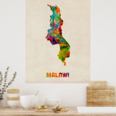 Malawi Watercolor Karte Poster (Küche)