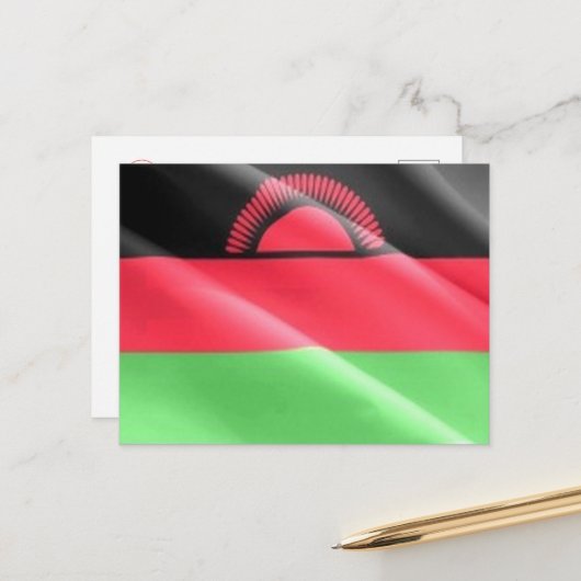 Malawi - Waving Flag - Postkarte (Vorderseite/Rückseite Beispiel)