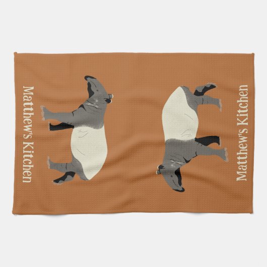 Malayan Tapir Custom Cinnamon Orange Geschirrtuch (Horizontal)
