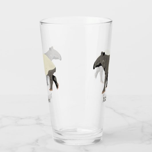 Malayan Tapir Illustrated Personalized Glas (Links)
