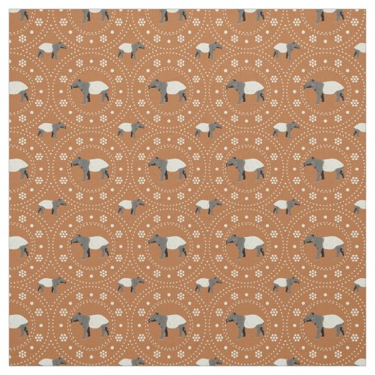 Malayan Tapirs Animal Gemustert Cinnamon Orange Stoff (Muster)