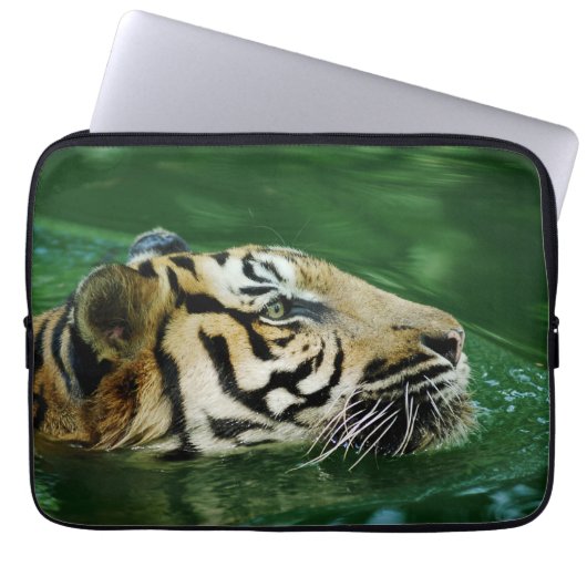 Malayan Tiger Swimming Headshot Laptopschutzhülle (Vorderseite)