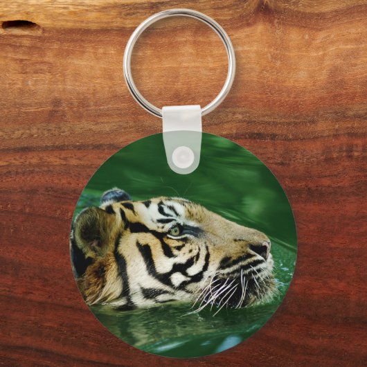 Malayan Tiger Swimming Headshot Schlüsselanhänger (Rückseite)