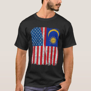 Malaysia American Flag Halb USA Malaysia Root Pro T-Shirt