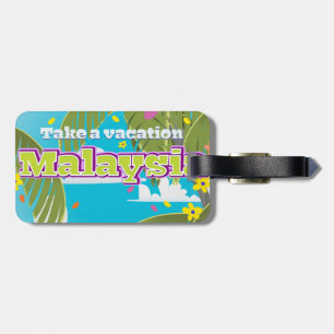 Malaysia Cartoon Reiseplakatkunst. Gepäckanhänger