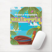 Malaysia Cartoon Reiseplakatkunst. Mousepad (Mit Mouse)