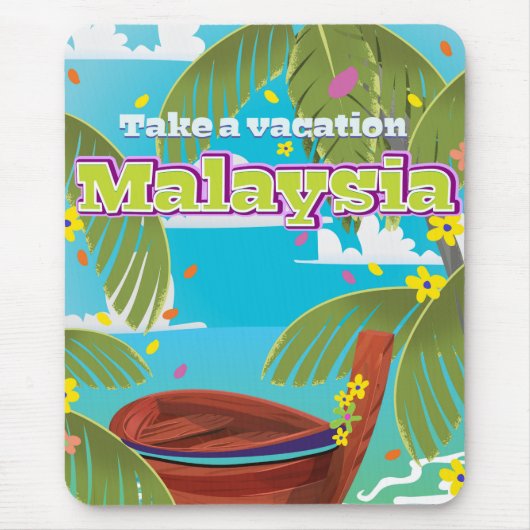 Malaysia Cartoon Reiseplakatkunst. Mousepad (Vorne)