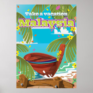 Malaysia Cartoon Reiseplakatkunst. Poster