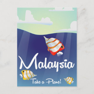 Malaysia Cartoon-Reiseposter Postkarte