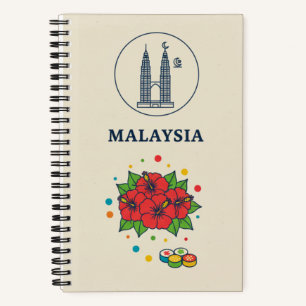 Malaysia-Erbe & Hibiskus-Blüten-Fotoarchiv Notizblock