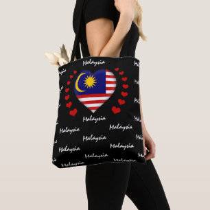 Malaysia Flag & Herz, Malay Flag Mode / Sport Tasche