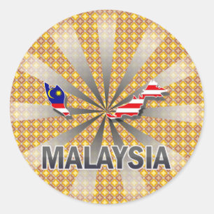 Malaysia Flag Map 2.0 Runder Aufkleber