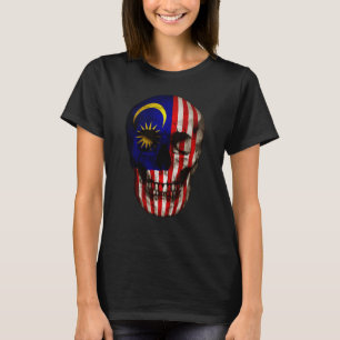 Malaysia Flag Skull Malaysian Roots Proud Patrioti T-Shirt