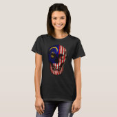 Malaysia Flag Skull Malaysian Roots Proud Patrioti T-Shirt (Vorne ganz)