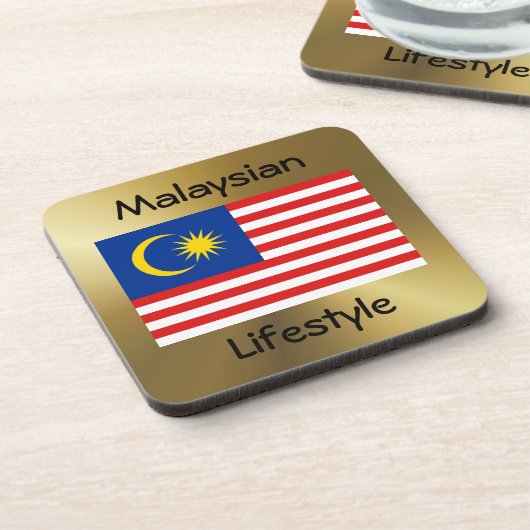 Malaysia Flag+Text-Untersetzer Getränkeuntersetzer (Linke Seite)