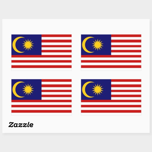 Malaysia: Flagge Malaysias Rechteckiger Aufkleber (Blatt)