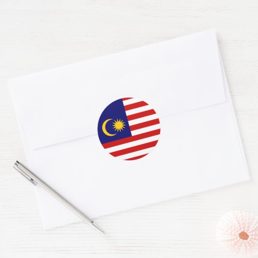 Malaysia-Flagge Runder Aufkleber (Umschlag)