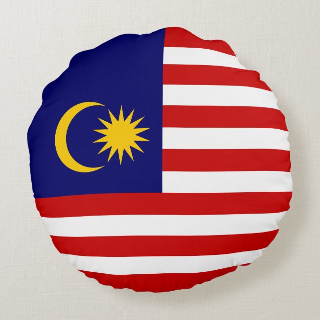 Malaysia-Flagge Rundes Kissen (Rückseite)