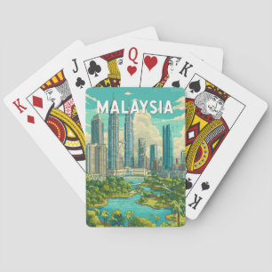 Malaysia Illustration Reise Kunst Vintage Spielkarten