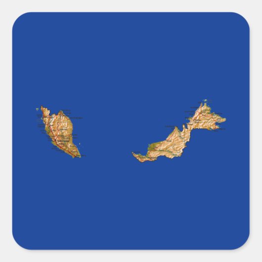 Malaysia-Kartenaufkleber Quadratischer Aufkleber (Vorderseite)