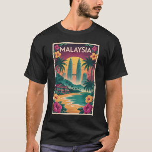 Malaysia Landschaft Illustration Reise Kunst Vinta T-Shirt