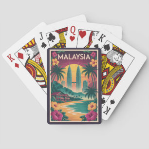 Malaysia Landschaftsillustration Reise Kunst Vinta Spielkarten