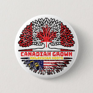Malaysia Malaysian Canadian Canada Tree Roots Flag Button