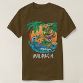 Malaysia Palm Tree Surfing Beach Vacation Tiki Man T-Shirt (Design vorne)