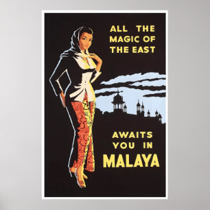 Malaysia Reiseplakat Malaya Kunst DruckA Poster