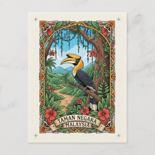 Malaysia Taman Negara Hornbill Postkarte (Vorderseite)