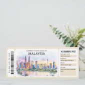 Malaysia Trip Boarding Pass Ticket Einladung (Stehend Vorderseite)