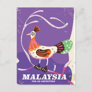 Malaysia Vintage-Reiseposter Postkarte