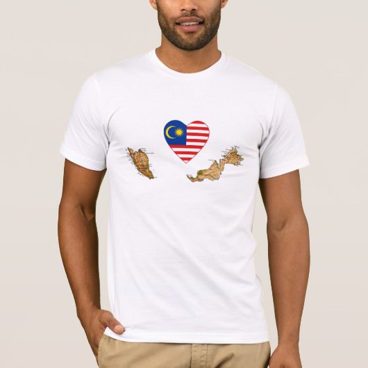Malaysias T - Shirt Flag Herz und Karte (Vorderseite)