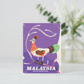 Malaysias Vintage Reiseplakat Postkarte (Stehend Vorderseite)