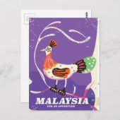 Malaysias Vintage Reiseplakat Postkarte (Vorne/Hinten)