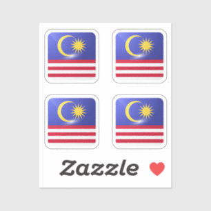 Malaysien quadratische glänzende Flagge Aufkleber