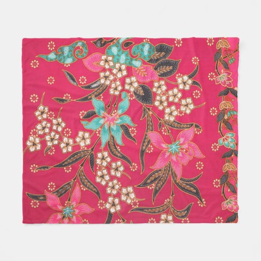Malaysisch-indonesische Batik Art Pattern Fleecedecke (Vorderseite (Horizontal))