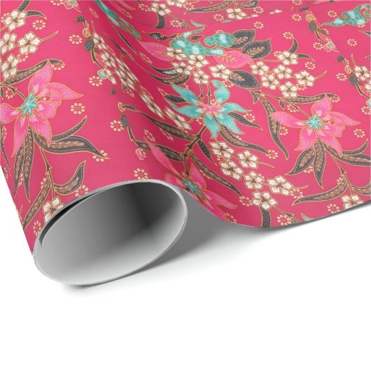 Malaysisch-indonesische Batik Art Pattern Geschenkpapier (Rolleneckpunkt)