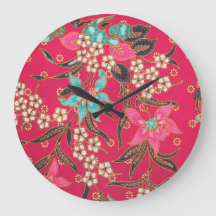 Malaysisch-indonesische Batik Art Pattern Große Wanduhr