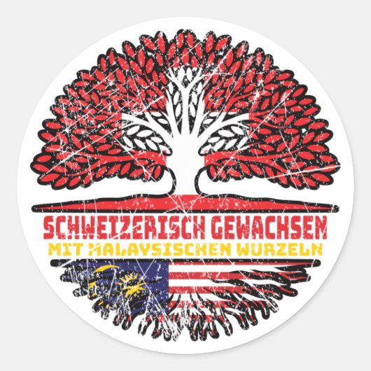 Malaysisch Schweizer Schweiz Baum Wurzel Runder Aufkleber (Vorderseite)