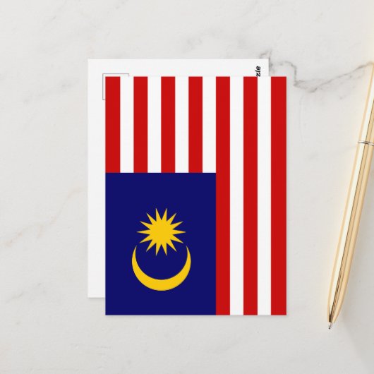 Malaysische Flagge Postkarte (Vorderseite/Rückseite Beispiel)