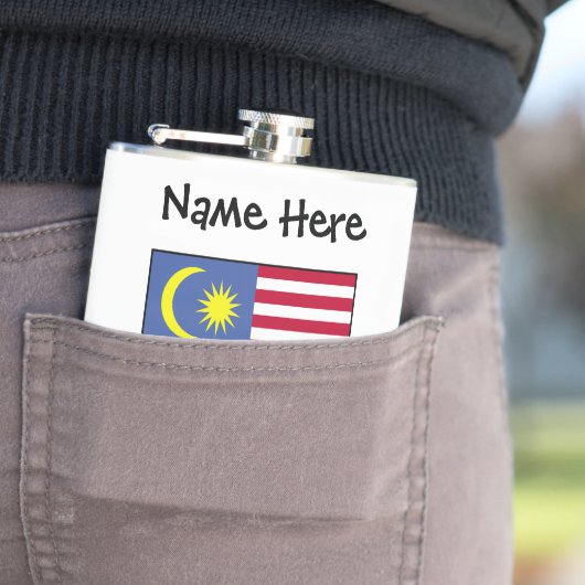 Malaysische Flagge Schwarze Personalisierung Flachmann (Beispiel)